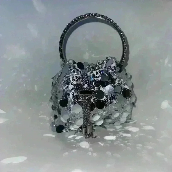 Tassel Sequin Shoulder Bag with Round Handle Underarm Bags Women Girl - Picture 5 of 9